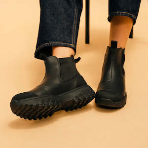 Footwear: Magda Track Waterproof Boots - Black