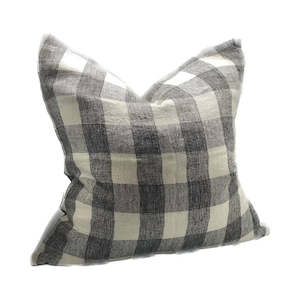 No Furniture All Smallgoods: Check Cushion - Ivory / Charcoal