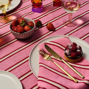 Raspberry Stripe Tablecloth