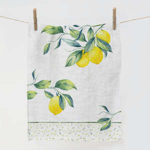 Linen Dishcloths: Lemon Linen Tea Towel