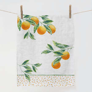 Linen Dishcloths: Orange Linen Tea Towel