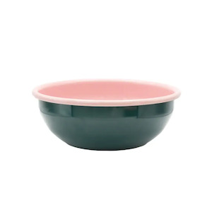 Enamel Bowl - Dark Green & Pink