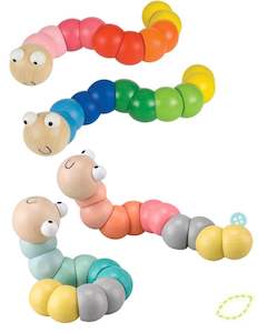 Wooden mini worm family