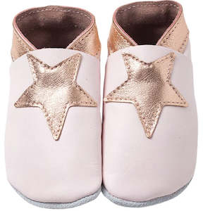 Baby wear: New Zealand made leather shoes - gold stars