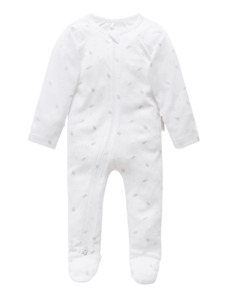 Baby wear: Purebaby Organic Cotton Onesie - Grey leaf