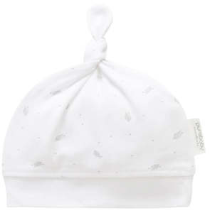 Baby wear: Purebaby organic cotton knot hat - grey leaf