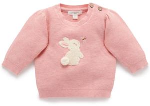 Baby wear: Purebaby Bunny Jumper - Dusky Rose