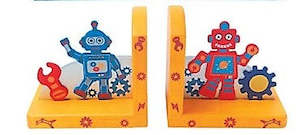 Robot Wooden Book Ends