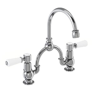 Burlington Kensington Two Tap Hole Arch Mixer with Curved Spout (230mm Centres) | Chrome