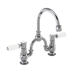 Burlington Kensington Two Tap Hole Arch Mixer with Curved Spout (200mm Centres) | Chrome