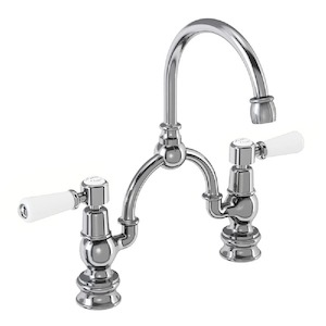 Burlington Kensington Regent Two Tap Hole Arch Mixer with Curved Spout (230mm Ce…