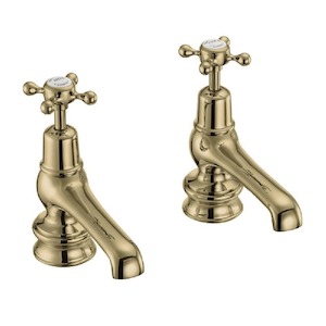 Burlington Claremont Regent 12.5cm Basin Taps | Gold