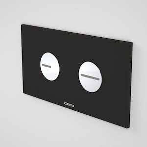 Caroma Invisi Series II Round ABS Dual Flush Plate | Black & Chrome