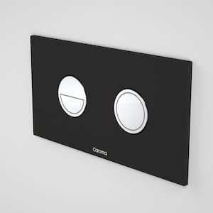 Caroma Invisi Series II Round Metal Dual Flush Plate | Black & Chrome