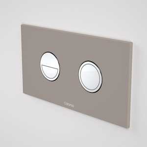 Caroma Invisi Series II Round Metal Dual Flush Plate | Mid Grey & Chrome