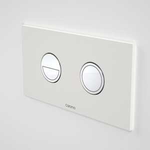 Caroma Invisi Series II Round Metal Dual Flush Plate | White & Chrome