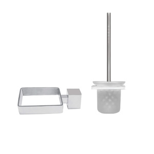 Tranquillity Square Toilet Brush Holder | Brushed Stainless