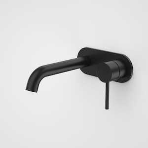 Bathroom and toilet fitting: Caroma Liano II Wall Basin/Bath Mixer on Backplate 175mm | Matte Black