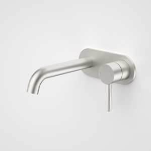 Caroma Liano II Wall Basin/Bath Mixer on Backplate 175mm | Brushed Nickel