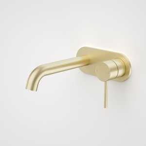 Caroma Liano II Wall Basin/Bath Mixer on Backplate 175mm | Brushed Brass