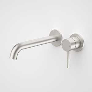 Caroma Liano II Wall Basin/Bath Mixer 210mm | Brushed Nickel