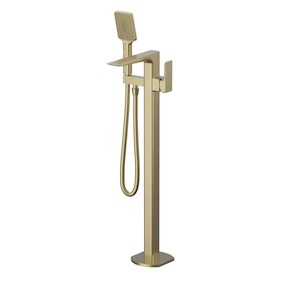 Como Floor Mount Bath Filler with Hand Shower | Brushed Brass