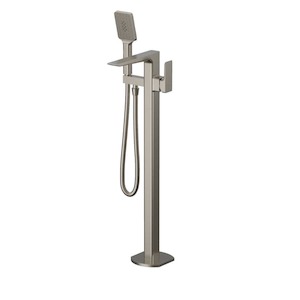 Como Floor Mount Bath Filler with Hand Shower | Brushed Nickel