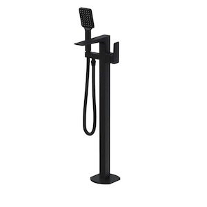 Como Floor Mount Bath Filler with Hand Shower | Matte Black