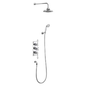 Burlington Trent Thermostatic Two Outlet Concealed Shower Valve, Fixed Shower Ar…