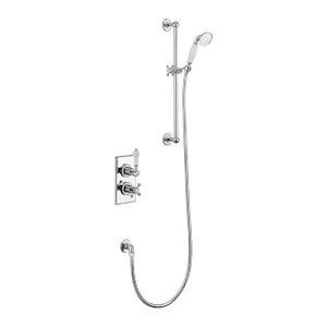 Burlington Trent Thermostatic Single Outlet Concealed Shower Valve with Rail, Ho…