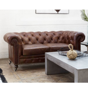 HAMPTON LEATHER 2 or 3 SEATER SOFA | 2 COLOURS