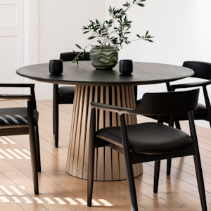 ARCADIA ROUND DINING TABLE | MATT BLACK / BRUSHED LIGHT GREY