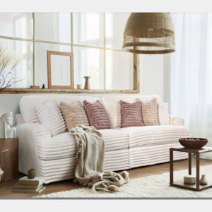 Bruno 3 Seater Cord Sofa | Ivory