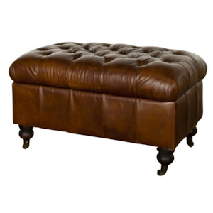 HAMPTON BUTTON TOP OTTOMAN | VINTAGE CIGAR