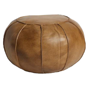 Furniture: REECE LEATHER POUFFE