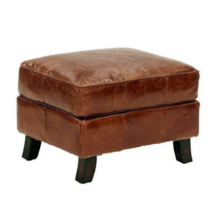 Stan Curved Leg Ottoman | Top Grain Leather