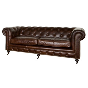 HAMPTON LEATHER 3 SEATER SOFA | VINTAGE CIGAR