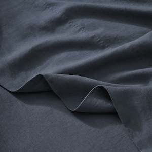 Bedding: Ravello Linen Flat Sheet | Denim | Queen