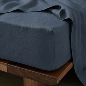 Ravello Linen Fitted Sheet | Denim | King