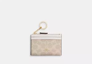 Handbag: Coach Mini Skinny Id Case in Signature Canvas Cream & White