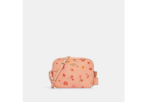 Coach Mini Camera Bag With Mystical Floral Print in Pink