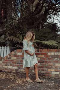 Isla Dress ~ Seafoam & Cream