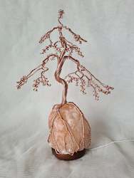 Wire Bonsai Tree with Salt Rock Lamp