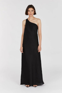 Addison Black Linen Asymmetric Maxi