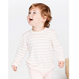 Boody Baby Stripe Long Sleeve Top - Chalk/Rose Stripe