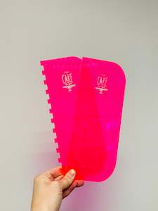 Cake: Fluro Pink Cake Scrapers - Set of 2 (Large straight & stripe)