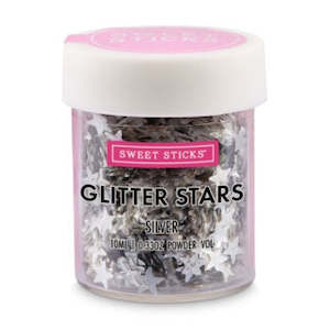 Cake: Sweet Sticks Edible Glitter Stars - Silver