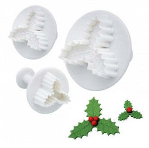 Cake: Holly 3 Leaf plunger cutters - set of 3