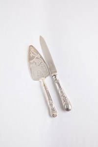 Kitchenware: Antique Silver Wedding Cake Knife & Server Set