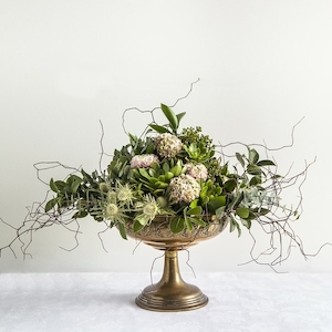 Brass Pedestal Flower Bowl